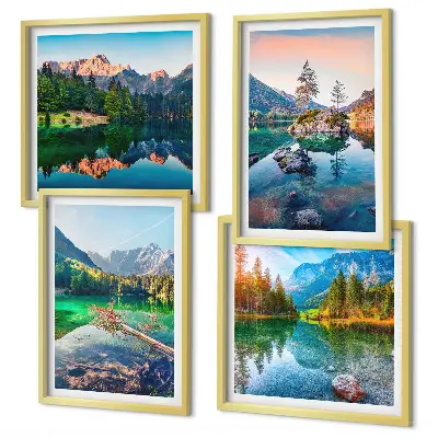 Naturlandschaft der Bergseen Polyptychon mit Rahmen