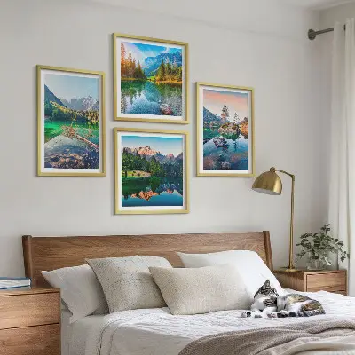 Naturlandschaft der Bergseen Polyptychon mit Rahmen