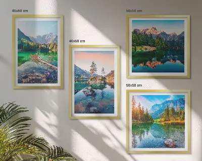 Naturlandschaft der Bergseen Polyptychon mit Rahmen