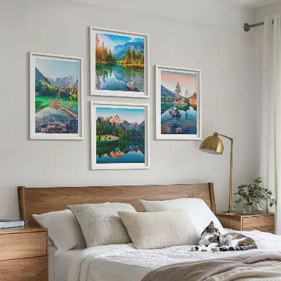 Naturlandschaft der Bergseen Polyptychon mit Rahmen
