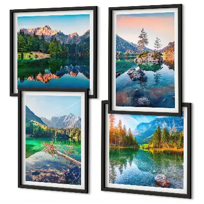 Naturlandschaft der Bergseen Polyptychon mit Rahmen