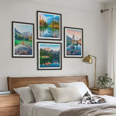 Naturlandschaft der Bergseen Polyptychon mit Rahmen