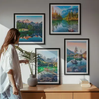 Naturlandschaft der Bergseen Polyptychon mit Rahmen
