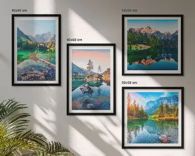 Naturlandschaft der Bergseen Polyptychon mit Rahmen