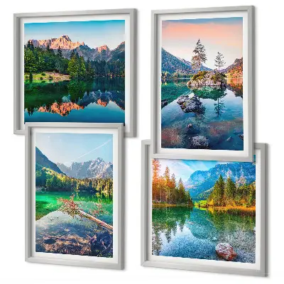 Naturlandschaft der Bergseen Polyptychon mit Rahmen