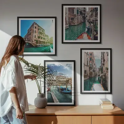 Wanddeko-Set mit Architektur der Kanäle von Venedig
