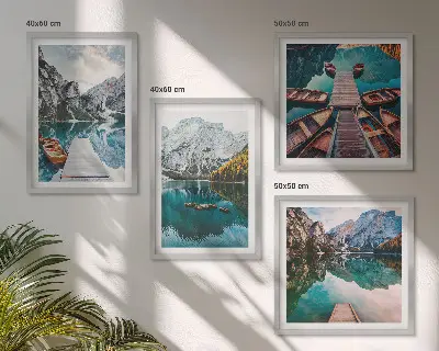 See, Brücken, Berge Polyptychon mit Rahmen