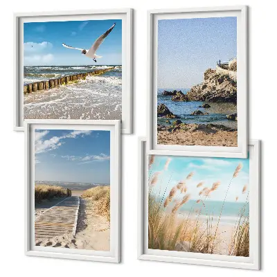 Wanddeko-Set Strand mit Holzsteg und Klippen