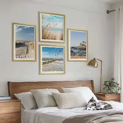 Wanddeko-Set Strand mit Holzsteg und Klippen