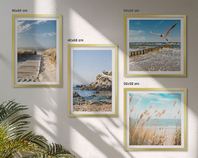 Wanddeko-set Strand Holzsteg Klippen