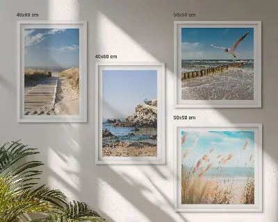 Wanddeko-Set Strand mit Holzsteg und Klippen