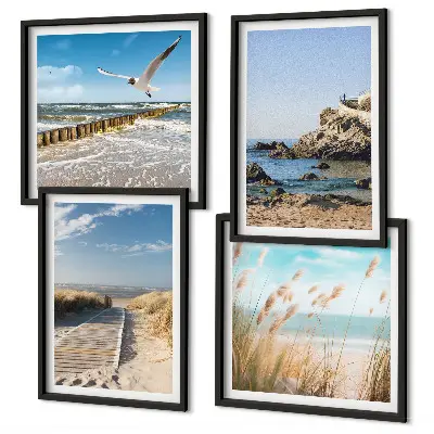Wanddeko-Set Strand mit Holzsteg und Klippen