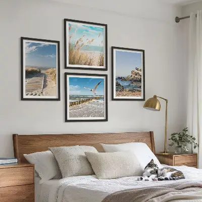 Wanddeko-Set Strand mit Holzsteg und Klippen