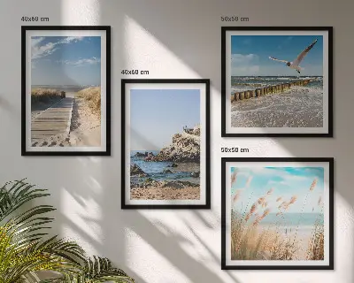 Wanddeko-Set Strand mit Holzsteg und Klippen