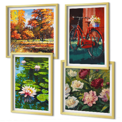 Wanddeko-set Herbstfarben Seerosenteich