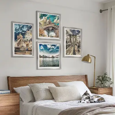 Wanddeko-Set mit Motiven von Turmbrücken in europäischen Städten