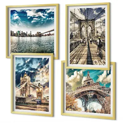 Wanddeko-Set mit Motiven von Turmbrücken in europäischen Städten