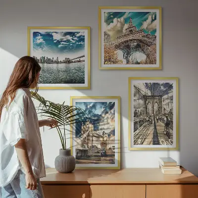 Wanddeko-Set mit Motiven von Turmbrücken in europäischen Städten
