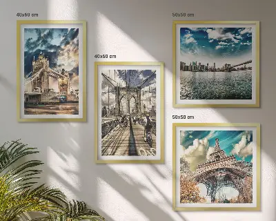 Wanddeko-Set mit Motiven von Turmbrücken in europäischen Städten