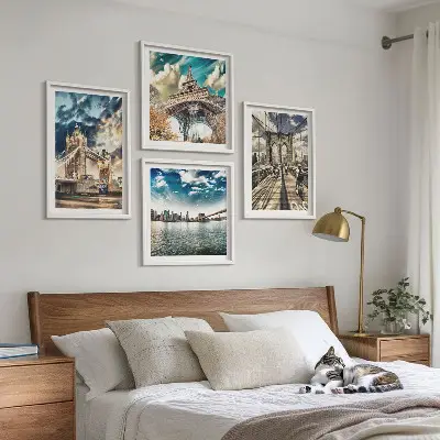 Wanddeko-Set mit Motiven von Turmbrücken in europäischen Städten