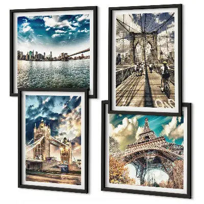 Wanddeko-Set mit Motiven von Turmbrücken in europäischen Städten