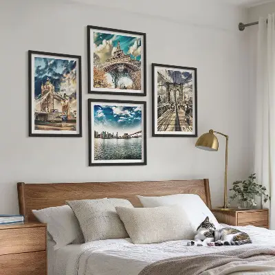 Wanddeko-Set mit Motiven von Turmbrücken in europäischen Städten