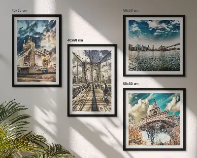 Wanddeko-Set mit Motiven von Turmbrücken in europäischen Städten
