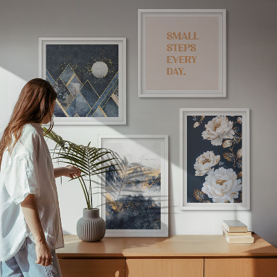 Wanddeko-set Abstrakte Berge und Blumen Inspiration