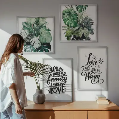 Aquarell-Bild Familie liebt Zuhause als gerahmtes Polyptychon