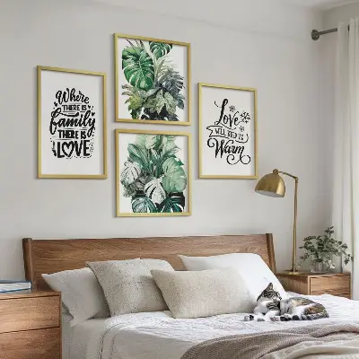 Aquarell-Bild Familie liebt Zuhause als gerahmtes Polyptychon