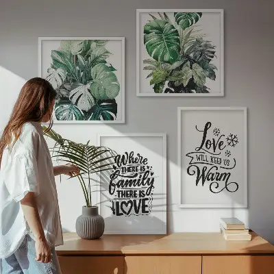 Aquarell-Bild Familie liebt Zuhause als gerahmtes Polyptychon