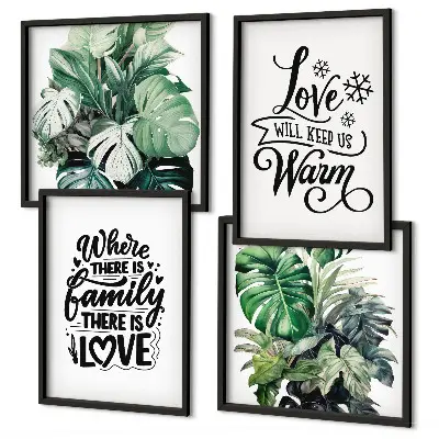 Aquarell-Bild Familie liebt Zuhause als gerahmtes Polyptychon