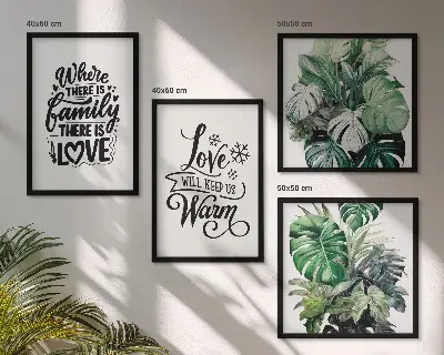 Aquarell-Bild Familie liebt Zuhause als gerahmtes Polyptychon