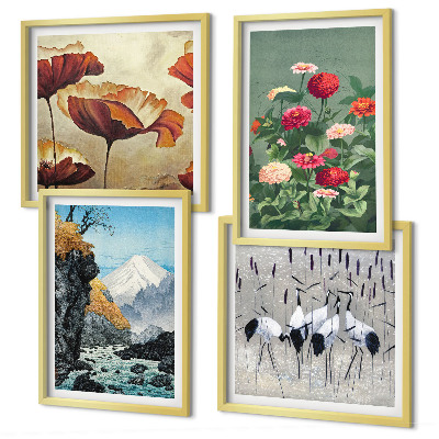 Wanddeko-set Berge, Wasserfälle, Vögel, Blumen