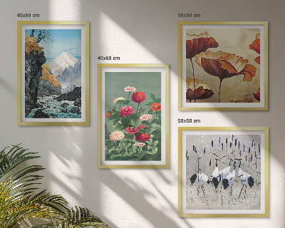Wanddeko-set Berge, Wasserfälle, Vögel, Blumen