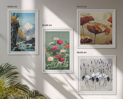 Wanddeko-set Berge, Wasserfälle, Vögel, Blumen