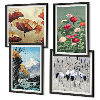 Wanddeko-set Berge, Wasserfälle, Vögel, Blumen