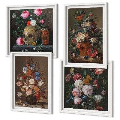 Polyptychon mit rahmen Blumenarrangements in Vasen