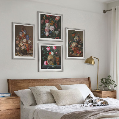 Polyptychon mit rahmen Blumenarrangements in Vasen