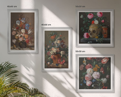 Polyptychon mit rahmen Blumenarrangements in Vasen