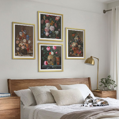 Polyptychon mit rahmen Blumenarrangements in Vasen