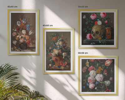 Polyptychon mit rahmen Blumenarrangements in Vasen