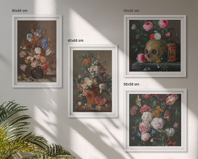 Polyptychon mit rahmen Blumenarrangements in Vasen