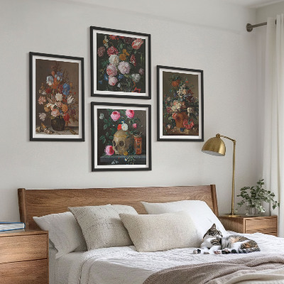 Polyptychon mit rahmen Blumenarrangements in Vasen