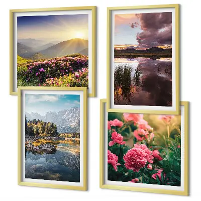 Wanddeko-Set Blumengarten, Bergwiese und Wasser
