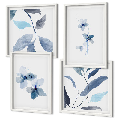 Polyptychon mit rahmen Minimalistische blaue Blumen