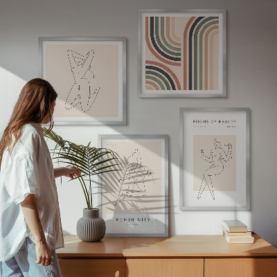 Polyptychon mit rahmen Weibliche Silhouetten auf Plakaten