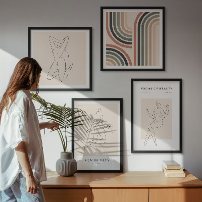 Polyptychon mit rahmen Weibliche Silhouetten auf Plakaten