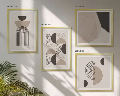 Abstrakte geometrische Muster Polyptychon mit Rahmen