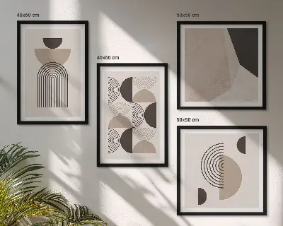Abstrakte geometrische Muster Polyptychon mit Rahmen